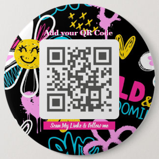 Badge Rond 15,2 Cm Bouton Code QR « Scannez-moi » – Design Coloré et