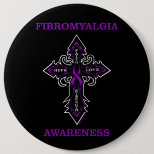 Badge Rond 15,2 Cm Bouton croix/sensibilisation...Fibro