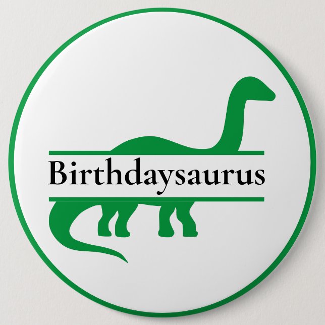 Badge Rond 15,2 Cm Bouton d'anniversaire du dinosaure vert (Devant)