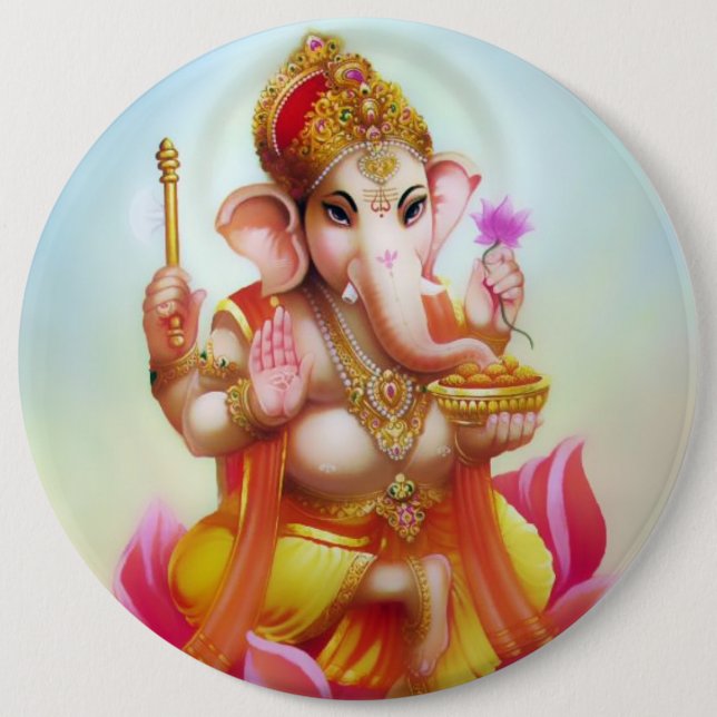 Badge Rond 15,2 Cm Bouton de Ganesha - version 10 (Devant)