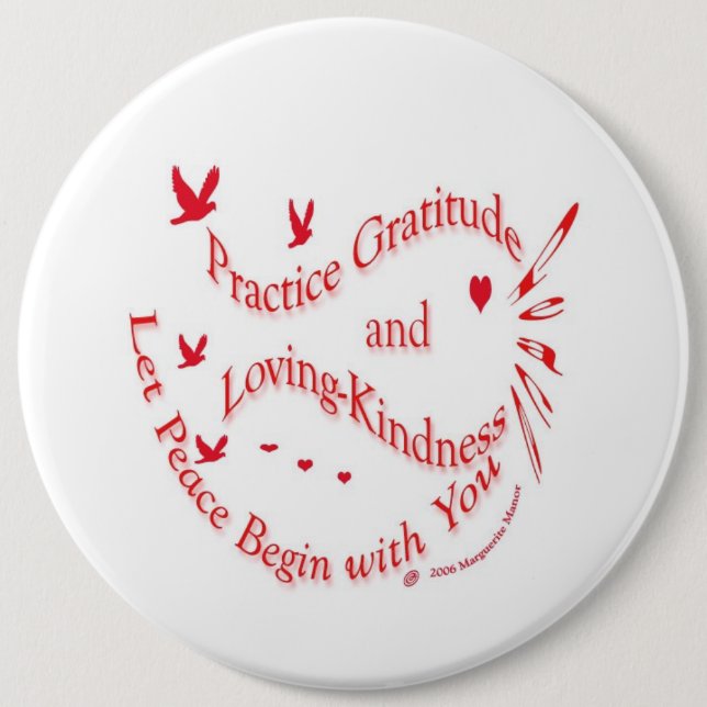 Badge Rond 15,2 Cm Bouton de gratitude et d'affectueux-gentillesse (Devant)