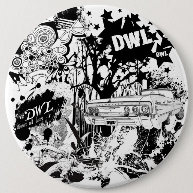 Badge Rond 15,2 Cm Bouton de MONSTOR DWL (Devant)