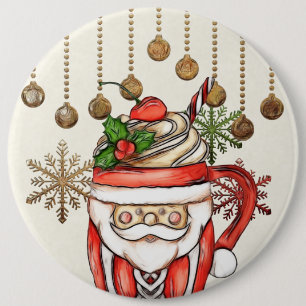 Badge Rond 15,2 Cm Bouton de Noël cosy