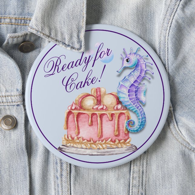 Badge Rond 15,2 Cm Bouton de recherche d'aquarelle de gâteau d'annive (En situation)