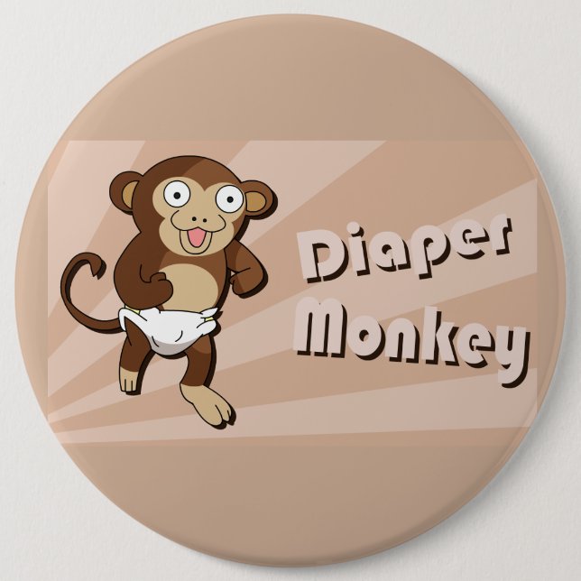 Badge Rond 15,2 Cm Bouton de singe de couche-culotte (Devant)