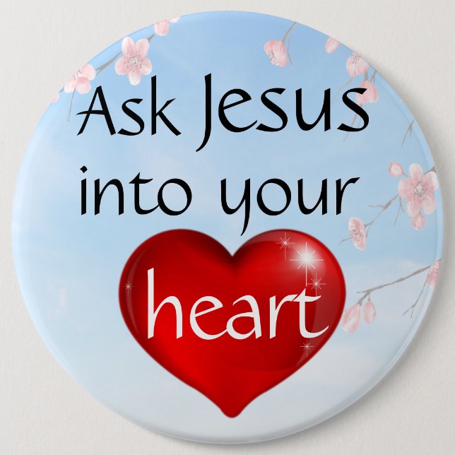 Badge Rond 15,2 Cm Bouton Demander à Jésus (Devant)