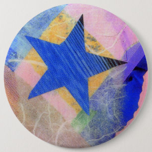 Badge Rond 15,2 Cm Bouton d'étoile bleue