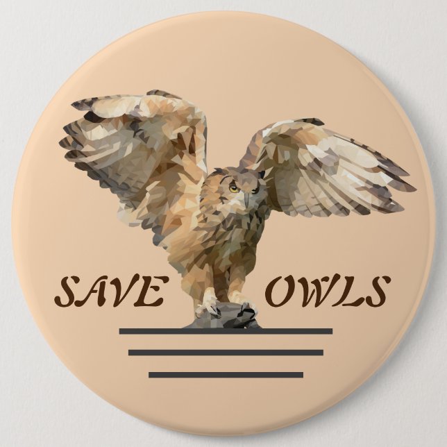 Badge Rond 15,2 Cm Bouton Économiser les chouettes (Devant)