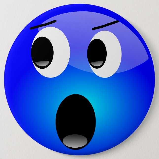 Badge Rond 15,2 Cm Bouton Emoji Bleu (Devant)