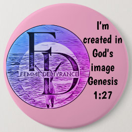 Badge Rond 15,2 Cm Bouton Femme Delivrance