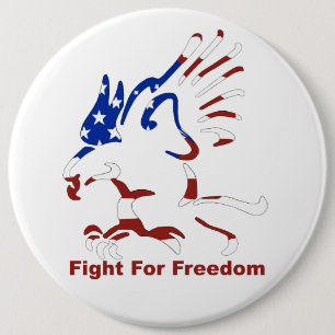 Badge Rond 15,2 Cm Bouton Fight For Freedom Eagle