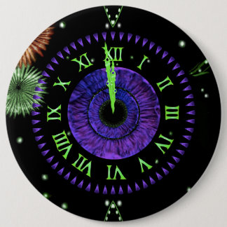 Badge Rond 15,2 Cm Bouton Iris Clock Purple