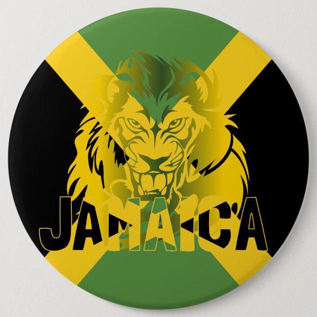 Badge Rond 15,2 Cm Bouton Lion jamaïcain (Devant)