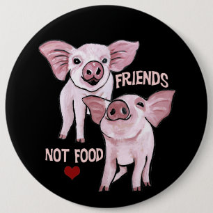 Badge Rond 15,2 Cm Bouton mignon de porcs de nourriture d'amis pas