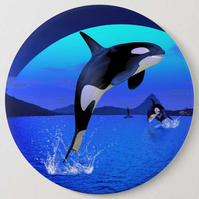 Badge Rond 15,2 Cm Bouton Orca (Devant)