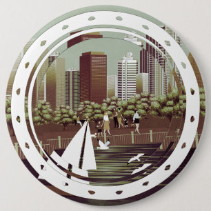 Badge Rond 15,2 Cm Bouton paysage urbain