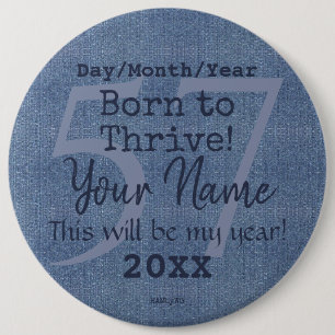 Badge Rond 15,2 Cm Bouton personnalisable Denim Look HAMbyWG
