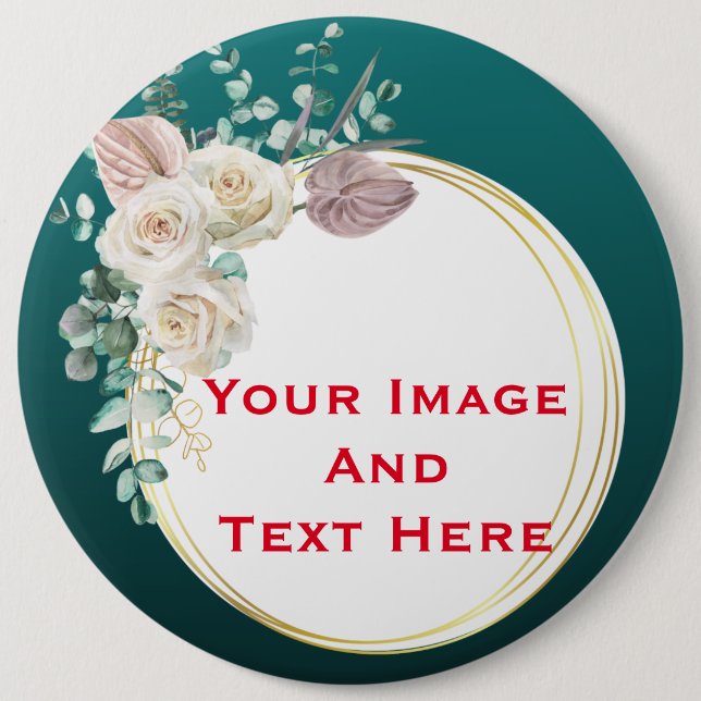 Badge Rond 15,2 Cm Bouton personnalisé Image et texte (Devant)