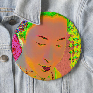 Badge Rond 15,2 Cm Bouton Pinback de Geisha Pop Art