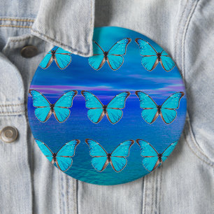 Badge Rond 15,2 Cm Bouton Pinback des papillons bleus