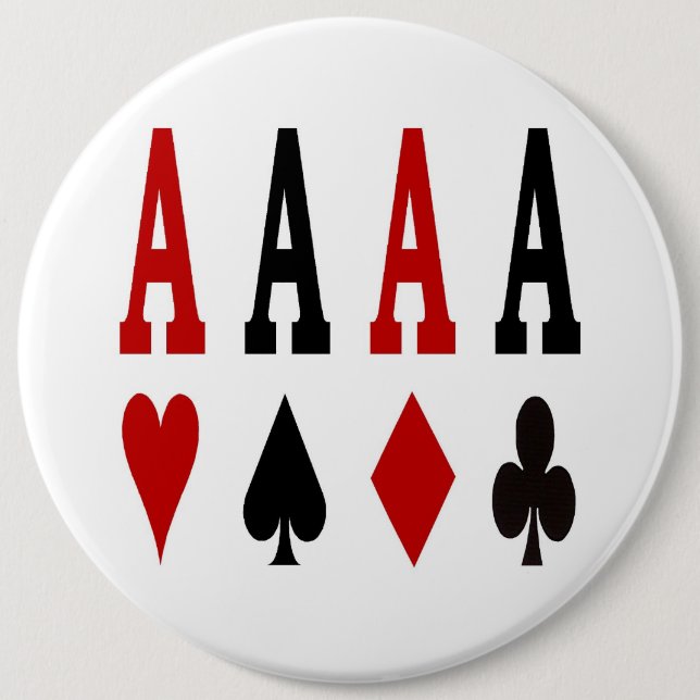 Badge Rond 15,2 Cm Bouton Poker 4 As (Devant)