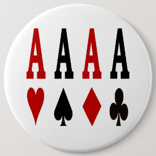 Badge Rond 15,2 Cm Bouton Poker 4 As