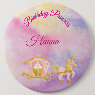 Badge Rond 15,2 Cm Bouton Princesse d'anniversaire personnalisé