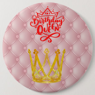 Badge Rond 15,2 Cm Bouton Reine Anniversaire
