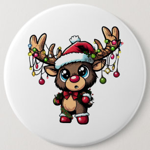 Badge Rond 15,2 Cm Bouton rennes de Noël