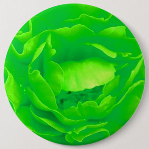 Badge Rond 15,2 Cm Bouton Rose vert - Personnalisable