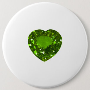 Badge Rond 15,2 Cm Bouton vert Cœur d'émeraude