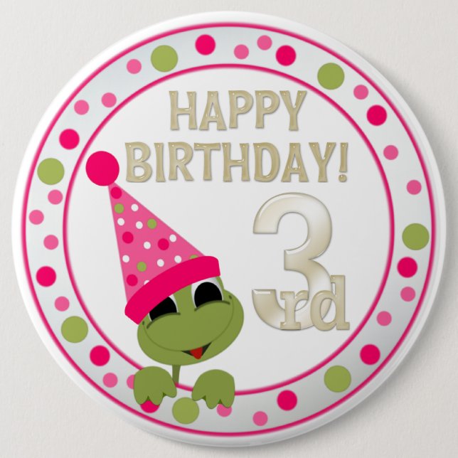 Badge Rond 15,2 Cm Bouton VIP 3ème anniversaire (Devant)