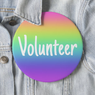 Badge Rond 15,2 Cm Bouton Volontaire Arc-en-ciel