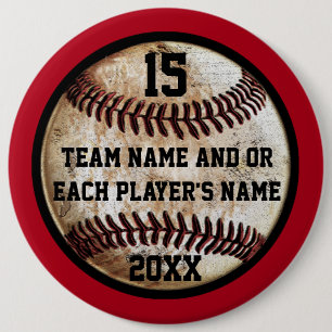 Badge Rond 15,2 Cm Boutons de baseball personnalisés rouge et noir