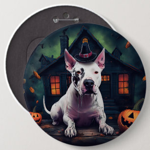Badge Rond 15,2 Cm Bull Terrier Citrouilles Halloween Épouvantable