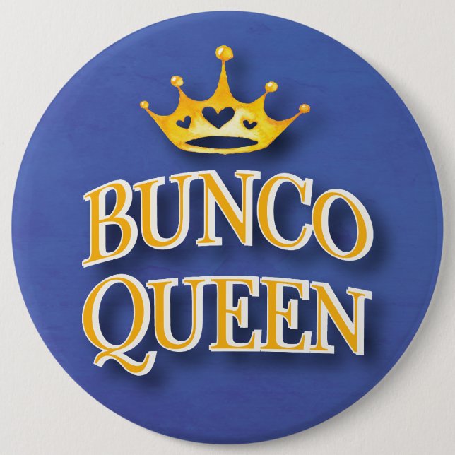 Badge Rond 15,2 Cm Bunco Queen Heart Couronne Aquarelle jaune (Devant)