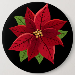Badge Rond 15,2 Cm Cadeau de Noël Poinsettia