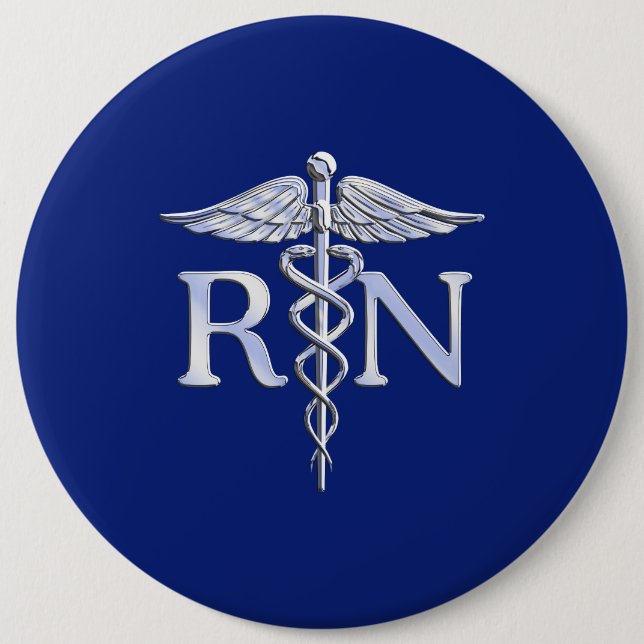 Badge Rond 15,2 Cm Caducée de RN d'infirmier autorisé sur le décor de (Devant)