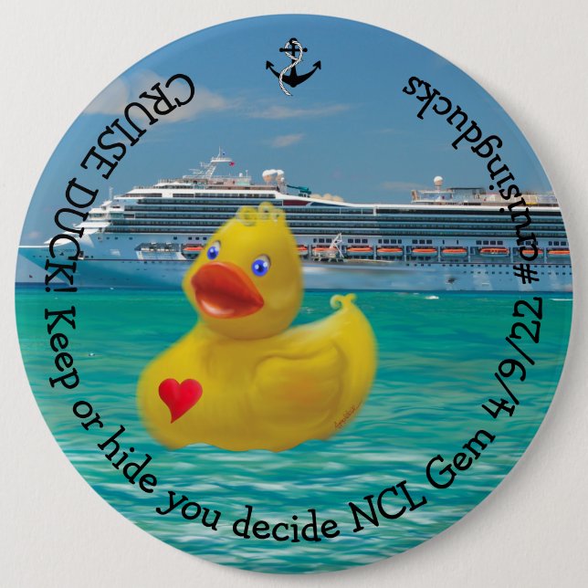 Badge Rond 15,2 Cm Canard de croisière customisé (Devant)