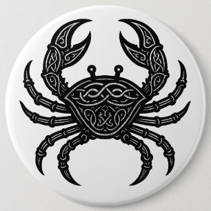 Badge Rond 15,2 Cm Cancer — Encre Hantée Zodiaque Crabe