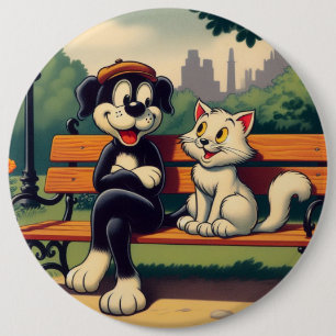 Badge Rond 15,2 Cm Caricature vintage pour chien/chat
