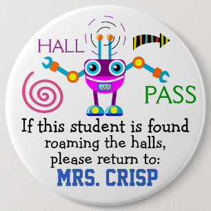Badge Rond 15,2 Cm Carte d'école / Robot - SRF