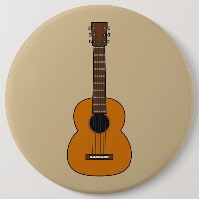 Badge Rond 15,2 Cm Carton simple de guitare acoustique (Devant)