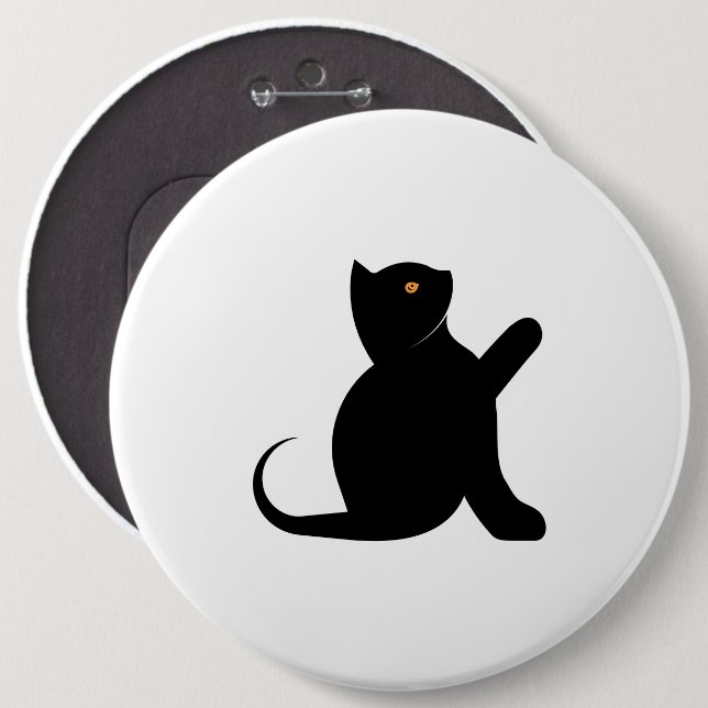 Badge Rond 15,2 Cm Cat dit bonjour (Devant & derrière)
