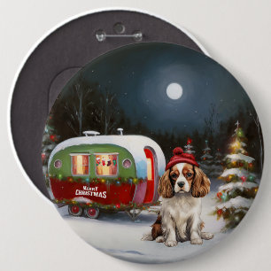 Badge Rond 15,2 Cm Cavalier King Charles Spaniel Caravane Noël