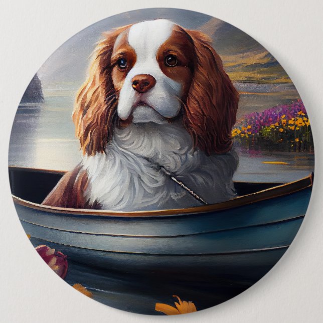 Badge Rond 15,2 Cm Cavalier King sur une rame : une aventure Pittores (Devant)