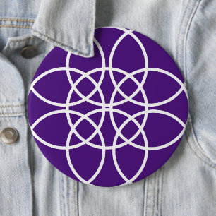 Badge Rond 15,2 Cm Cercles spiraux blancs sur pourpre