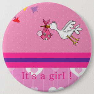 Badge Rond 15,2 Cm C'est une fille !