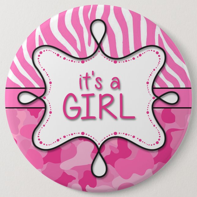 Badge Rond 15,2 Cm C'est une fille Faire-part Pin 3 (Devant)