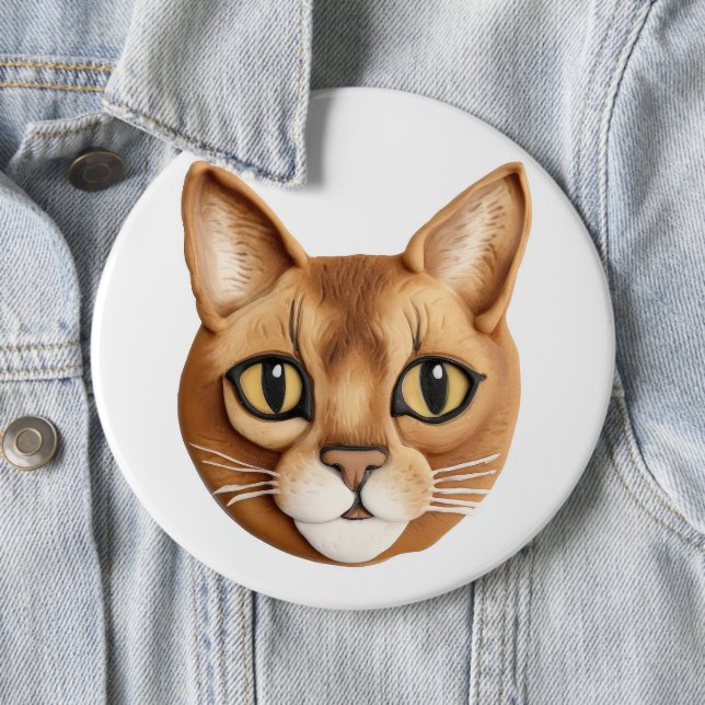 Badge Rond 15,2 Cm Chat abyssinien 3D inspiré (En situation)